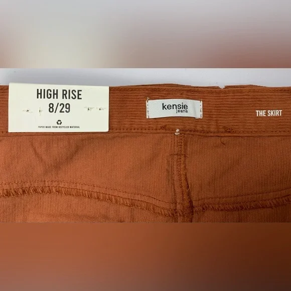Kensie Corduroy Button Front Mini Skirt Ginger Biscuit NWT 8 - Picture 7 of 13